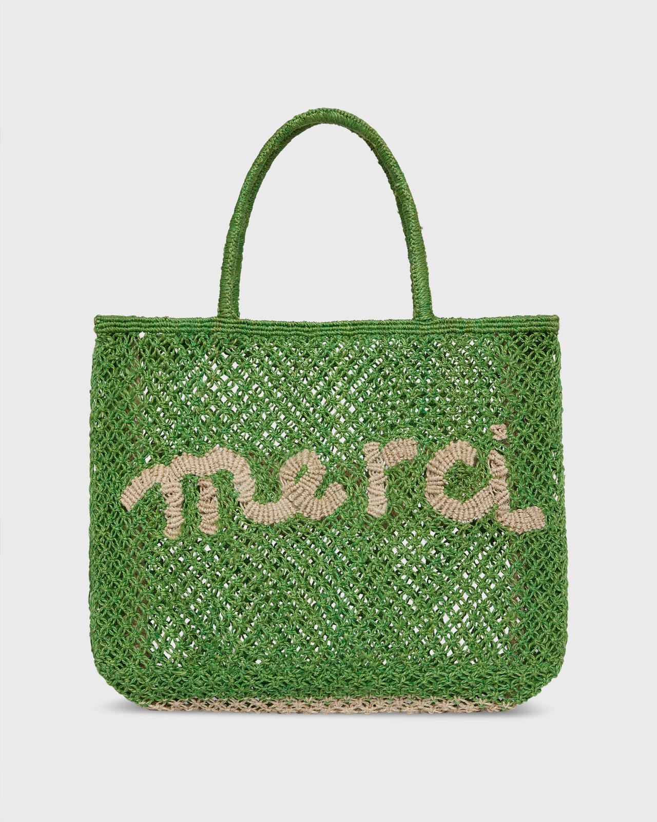 Small Merci Tote in New Green/Natural