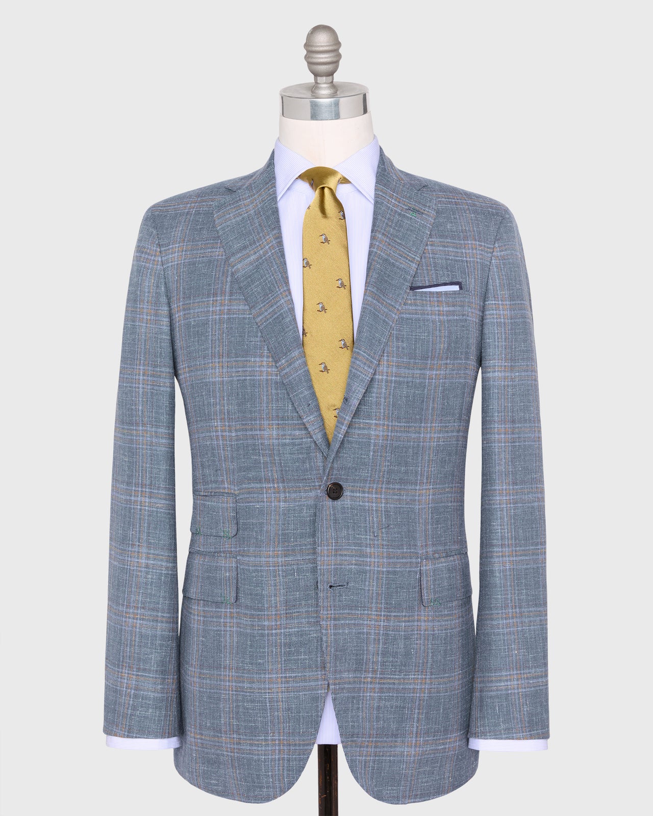 Virgil No. 4 Jacket in Blue/Sky/Mocha Plaid Hopsack