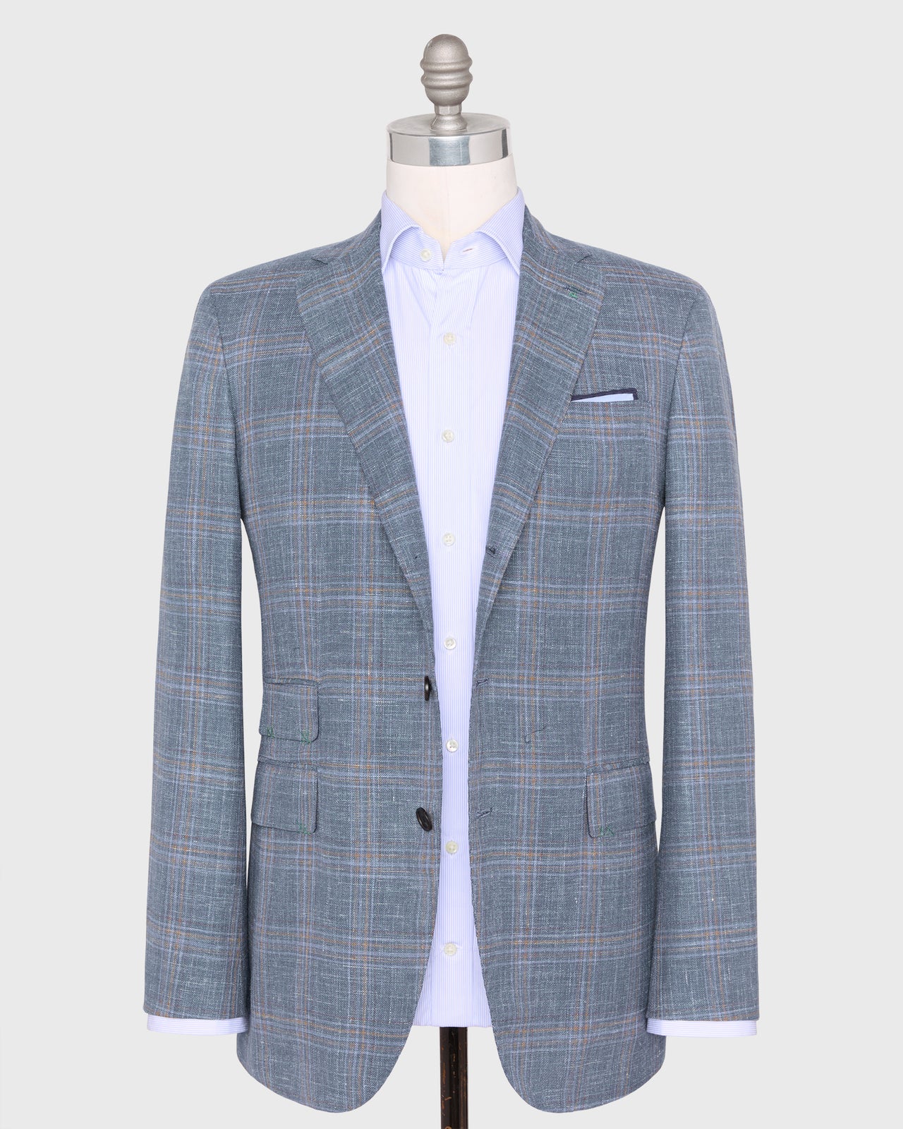 Virgil No. 4 Jacket in Blue/Sky/Mocha Plaid Hopsack