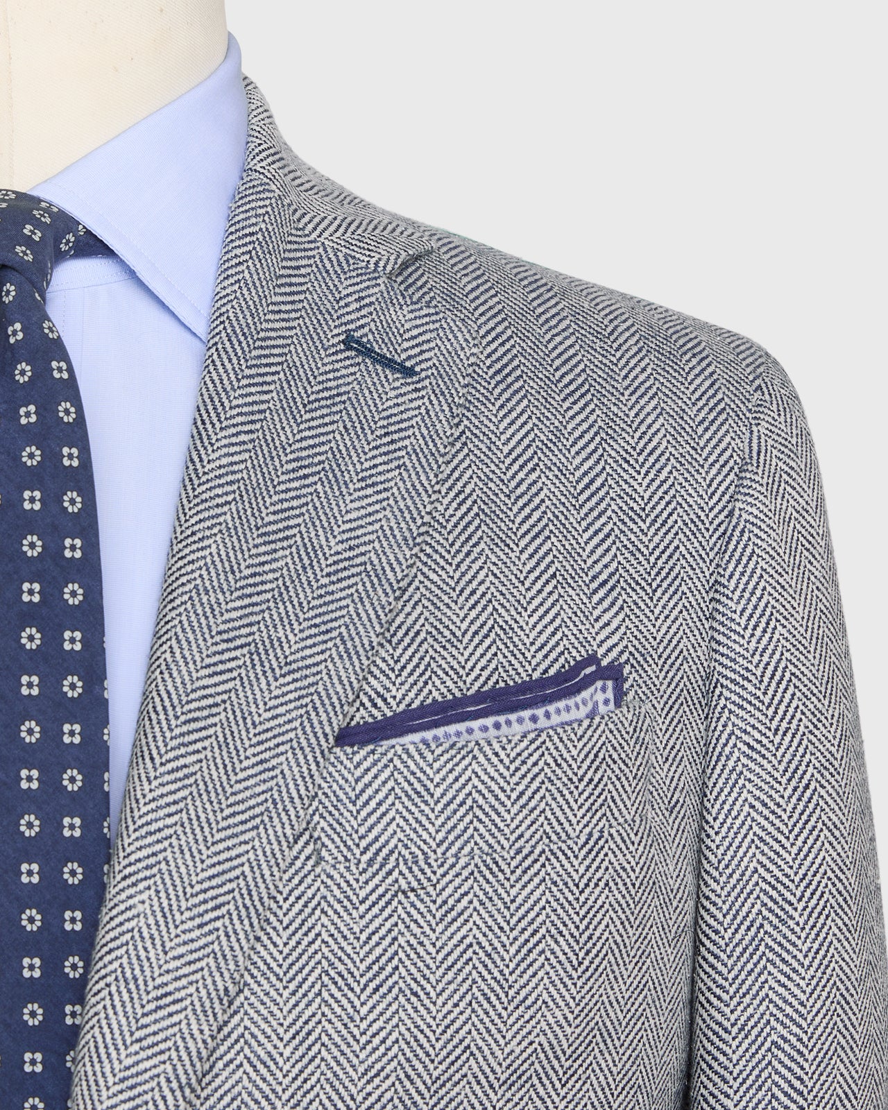 Virgil No. 3 Jacket in Navy/Bone Herringbone