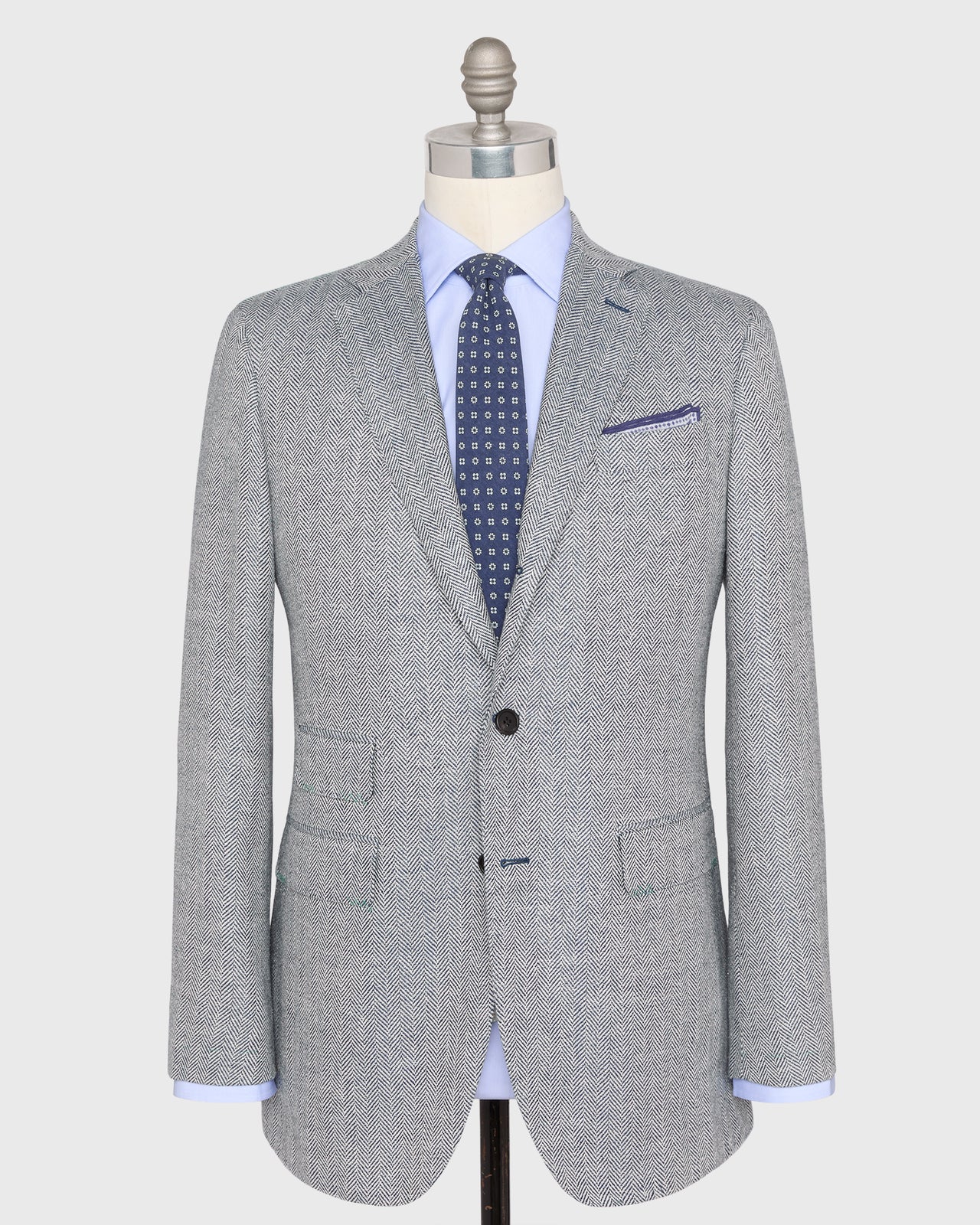 Virgil No. 3 Jacket in Navy/Bone Herringbone