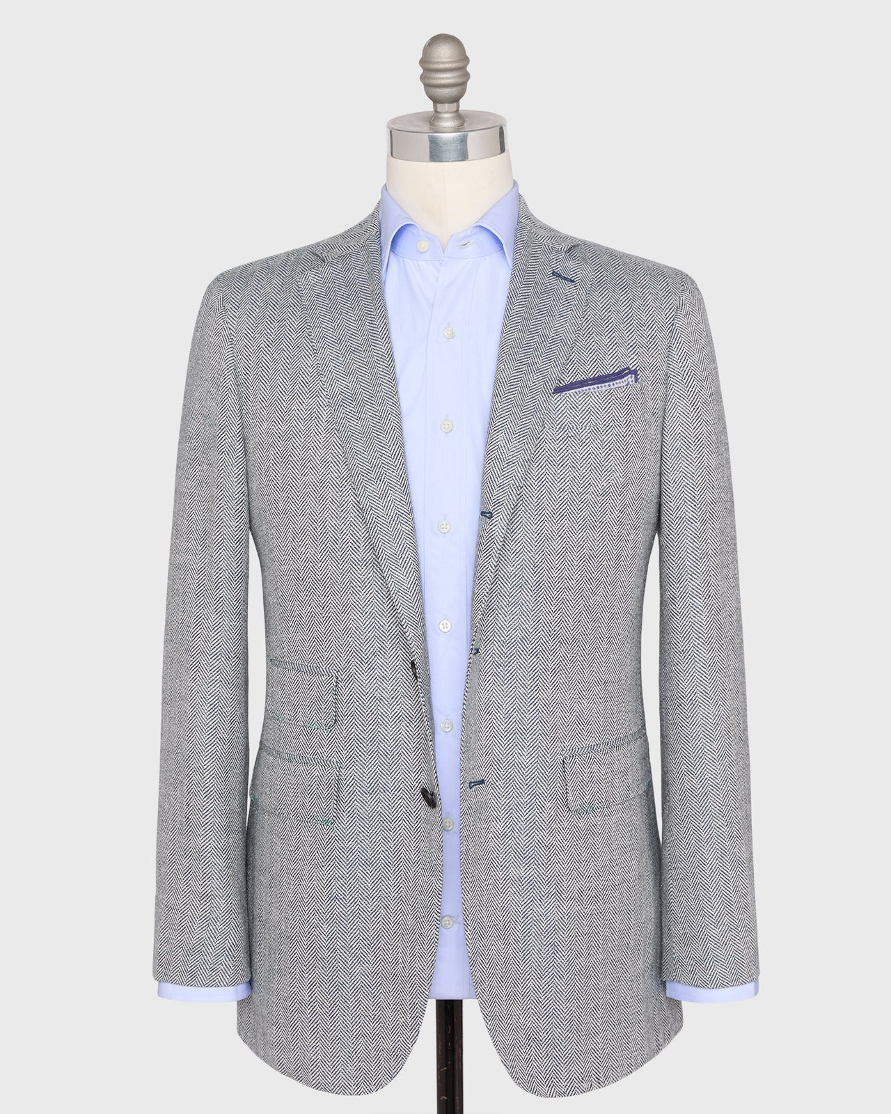 Virgil No. 3 Jacket in Navy/Bone Herringbone