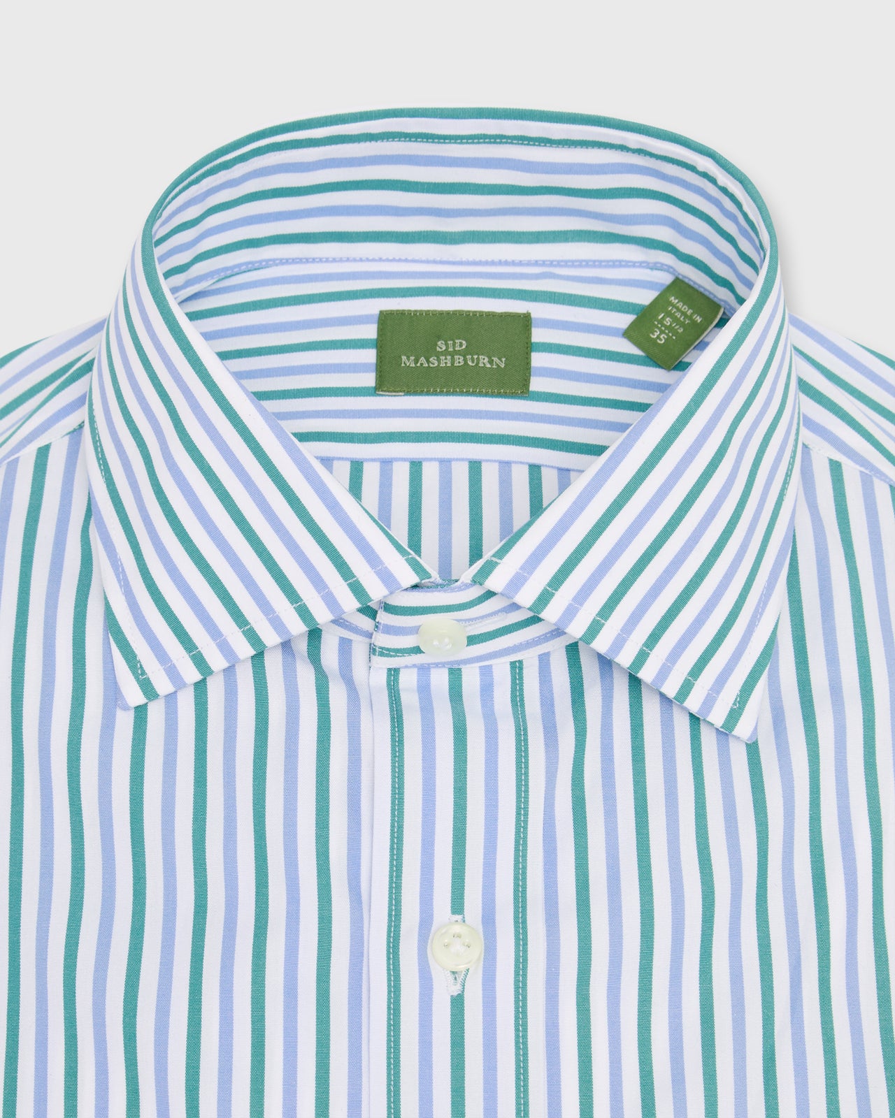 Spread Collar Dress Shirt in Bluegrass/Sky Multi Stripe Poplin