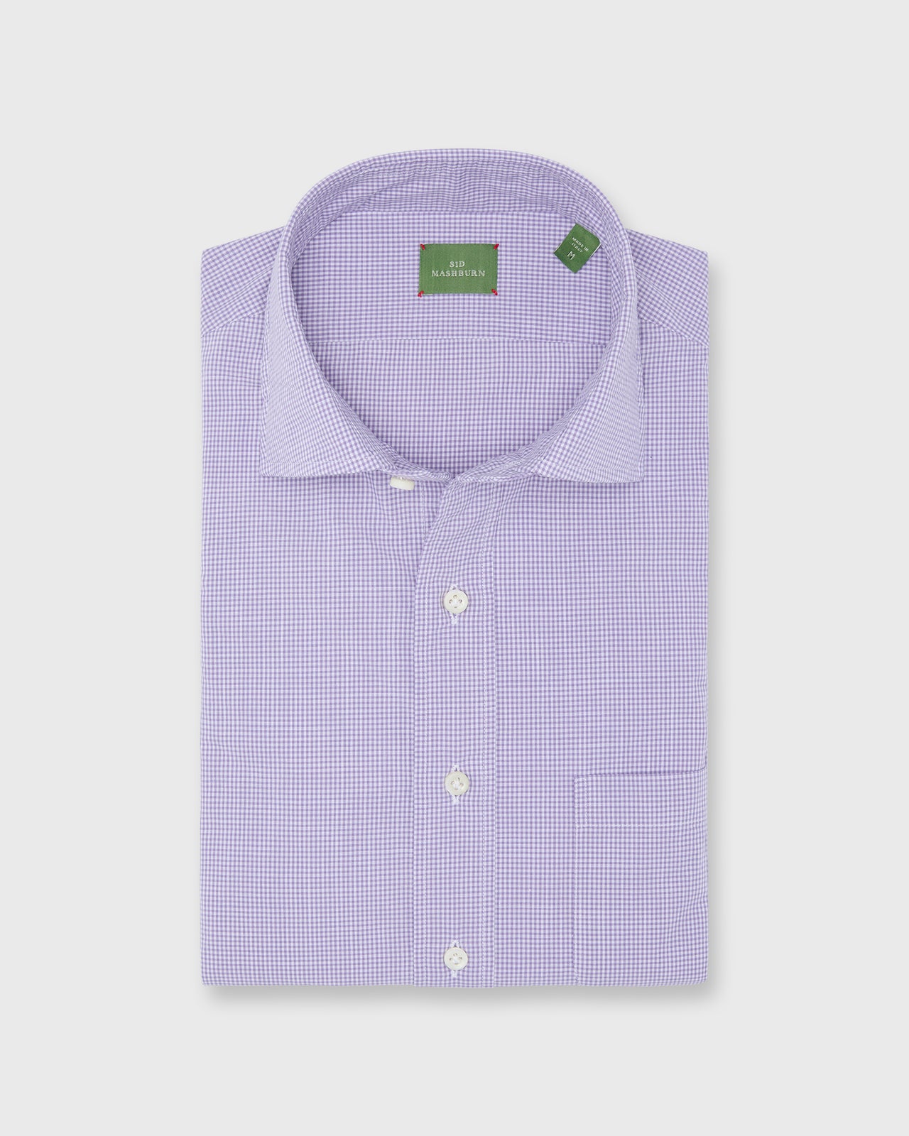 Otto Handmade Sport Shirt in Lavender Micro Gingham Chambray