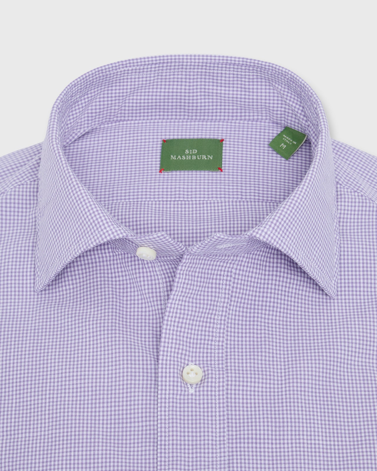 Otto Handmade Sport Shirt in Lavender Micro Gingham Chambray