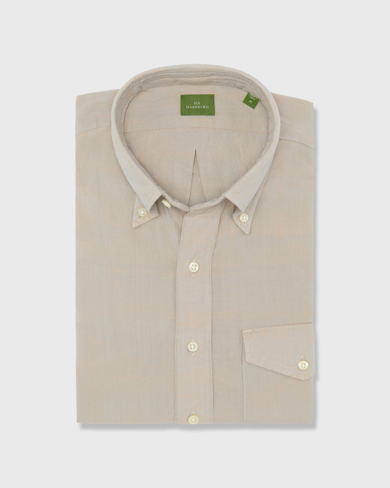 Handmade Button-Down Sport Shirt in Stone Solid Madras