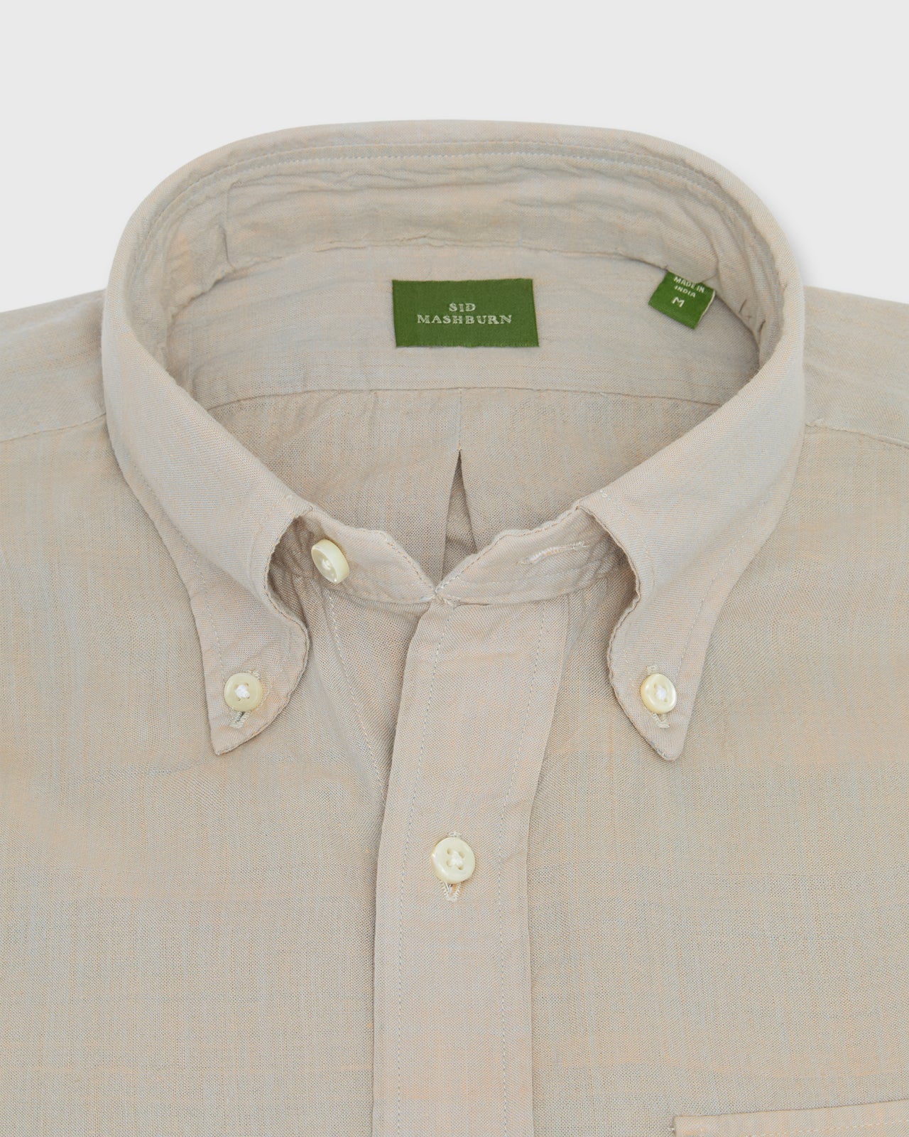 Handmade Button-Down Sport Shirt in Stone Solid Madras