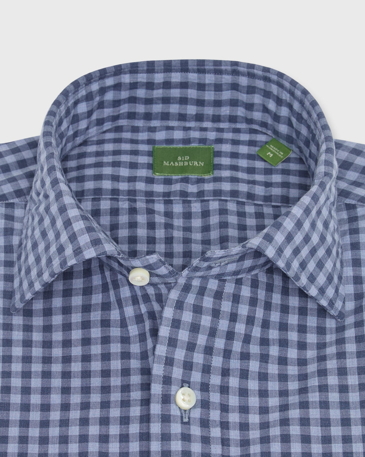 Spread Collar Sport Shirt in Heather Blue Multi Gingham