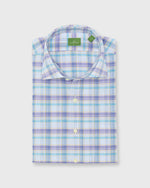 Load image into Gallery viewer, Spread Collar Sport Shirt in Blue Multi/Gold Plaid Poplin
