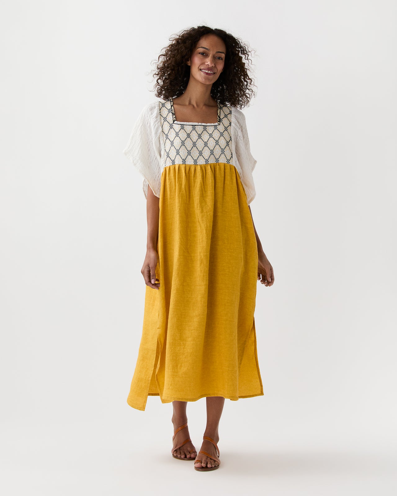 Laura Long Dress in Ocra