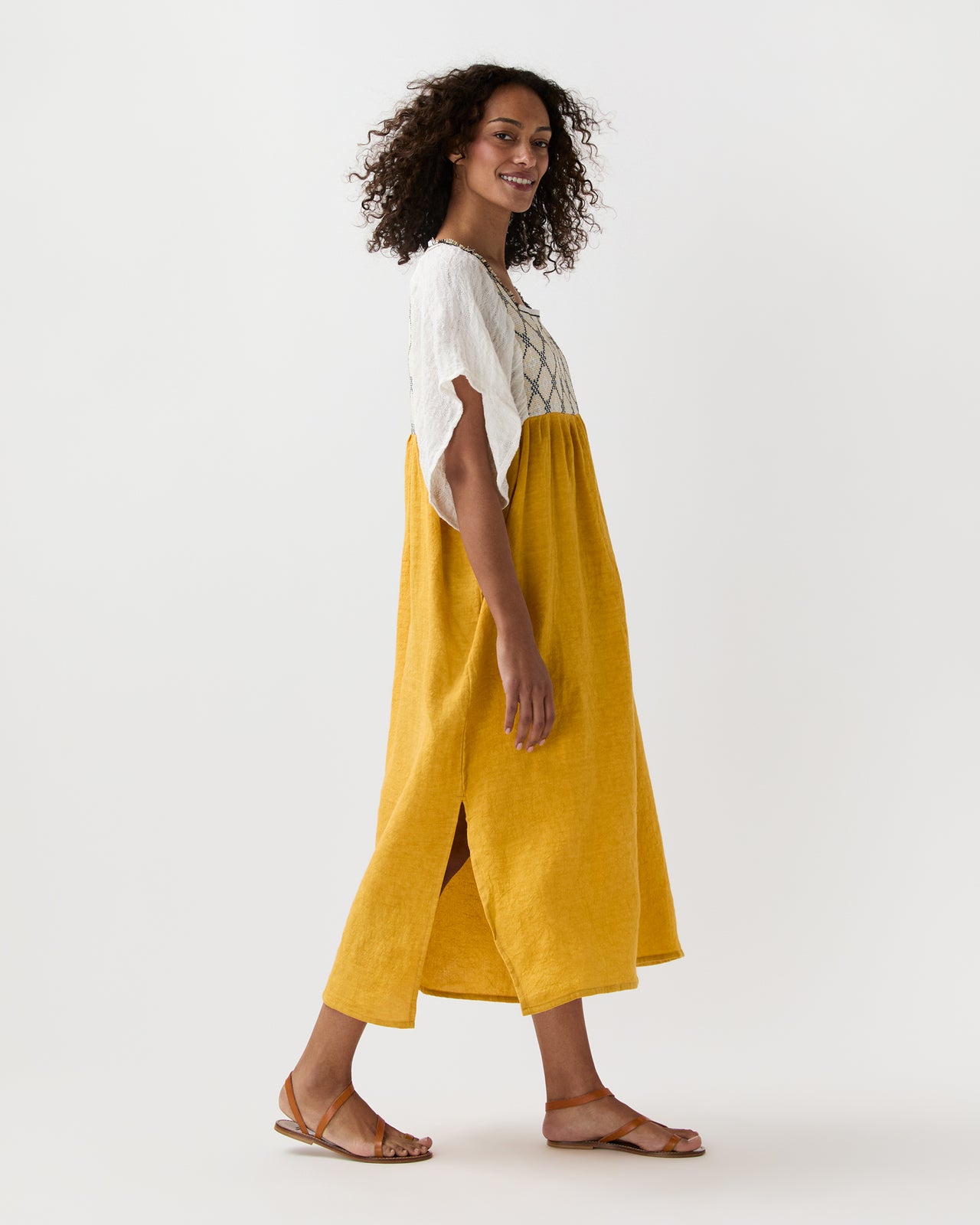 Laura Long Dress in Ocra