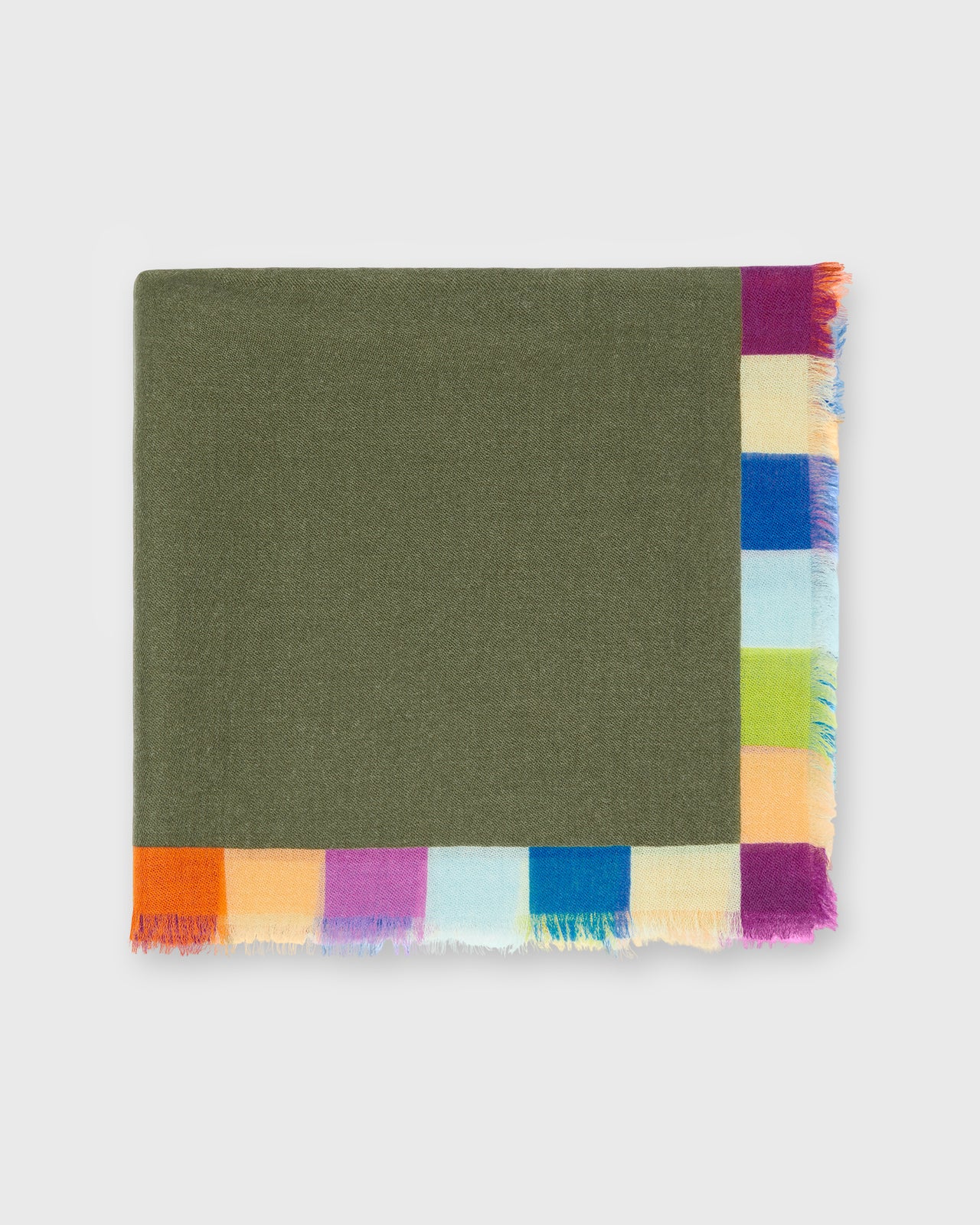 Cashmere Square Scarf in Olive/Multi