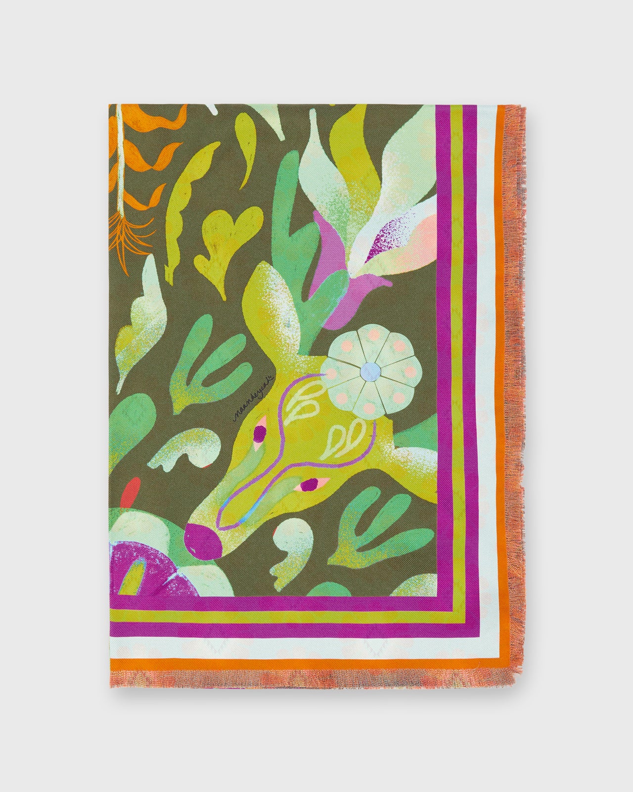 Reversible Silk Scarf in Dancing Deer
