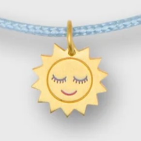 Sleeping Sun Charm Bracelet in Gold/Assorted Color Cord