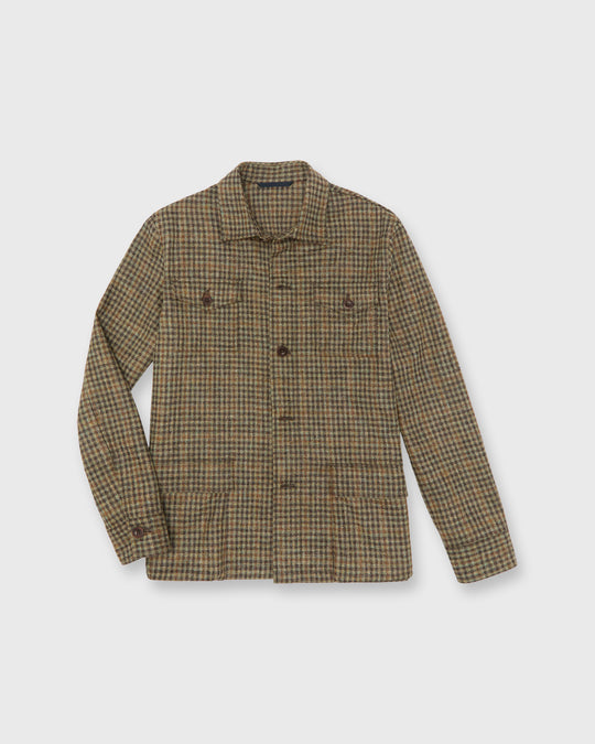 Military Jacket in Brown/Lovat/Oat Guncheck Hopsack