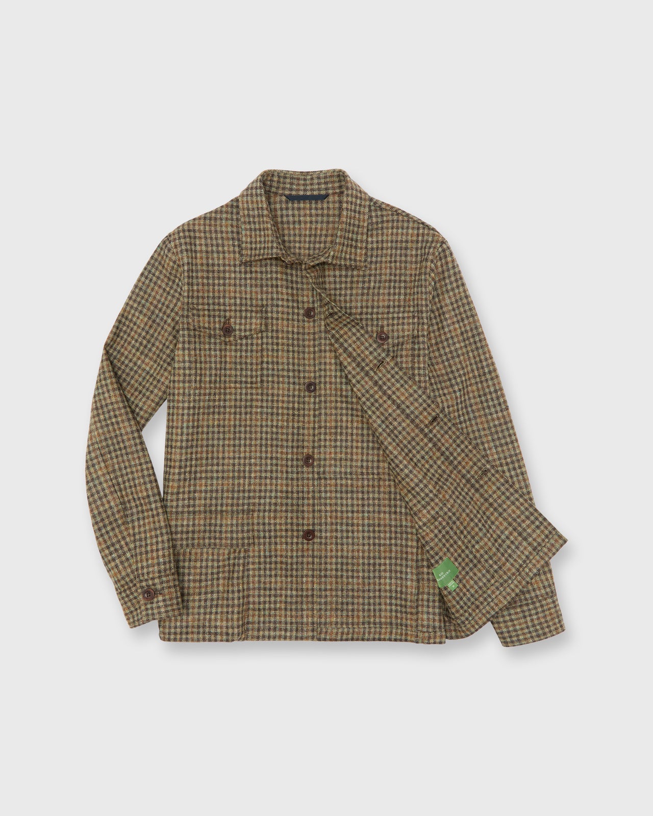 Military Jacket in Brown/Lovat/Oat Guncheck Hopsack