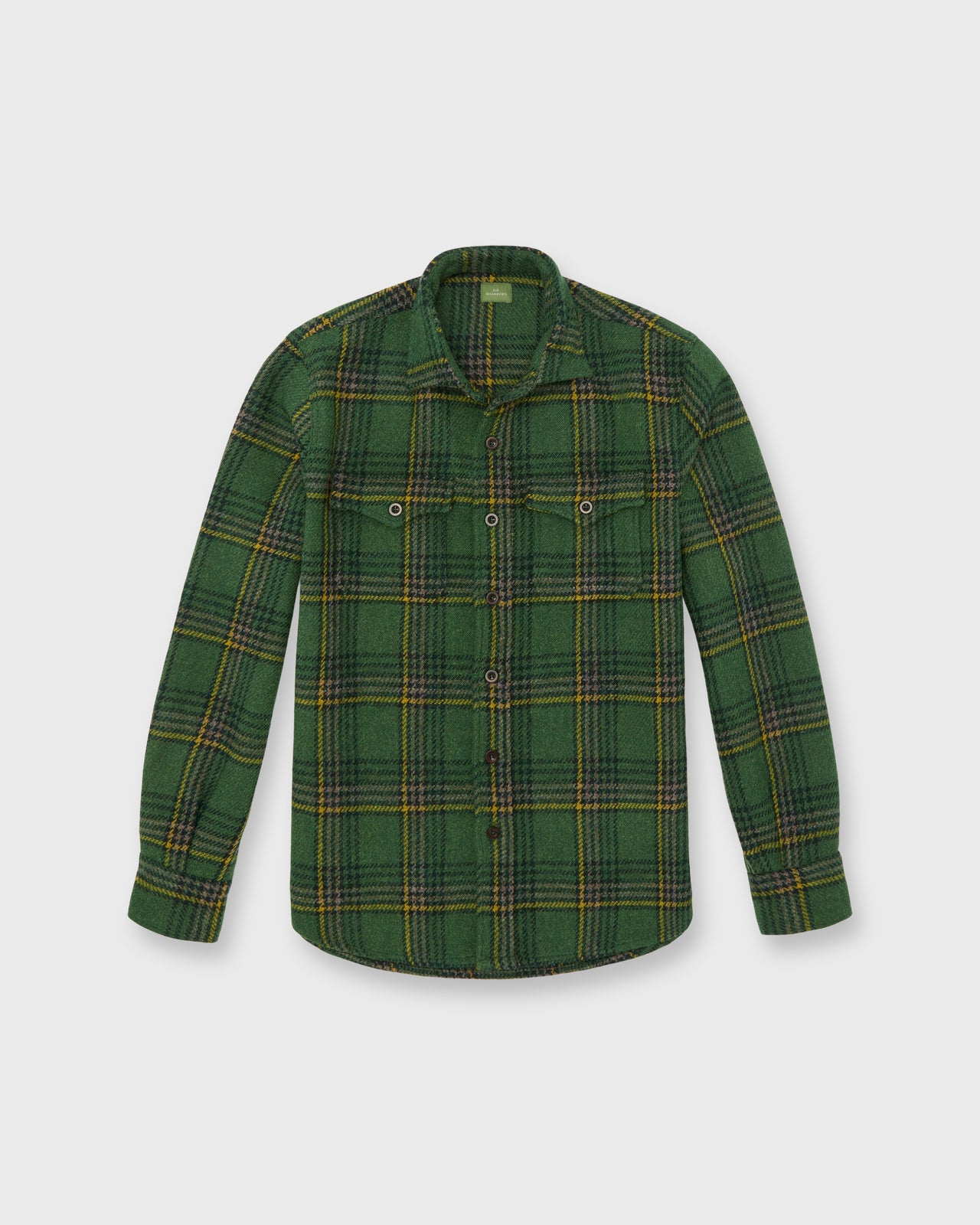 CPO Shirt in Green/Yellow/Oat Plaid Harris Tweed