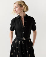 Load image into Gallery viewer, 1.25" Flower Conroy Belt in Black Leather

