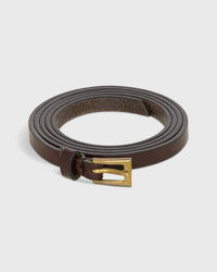 Narrow Buckle Belt in Dark Brown Leather