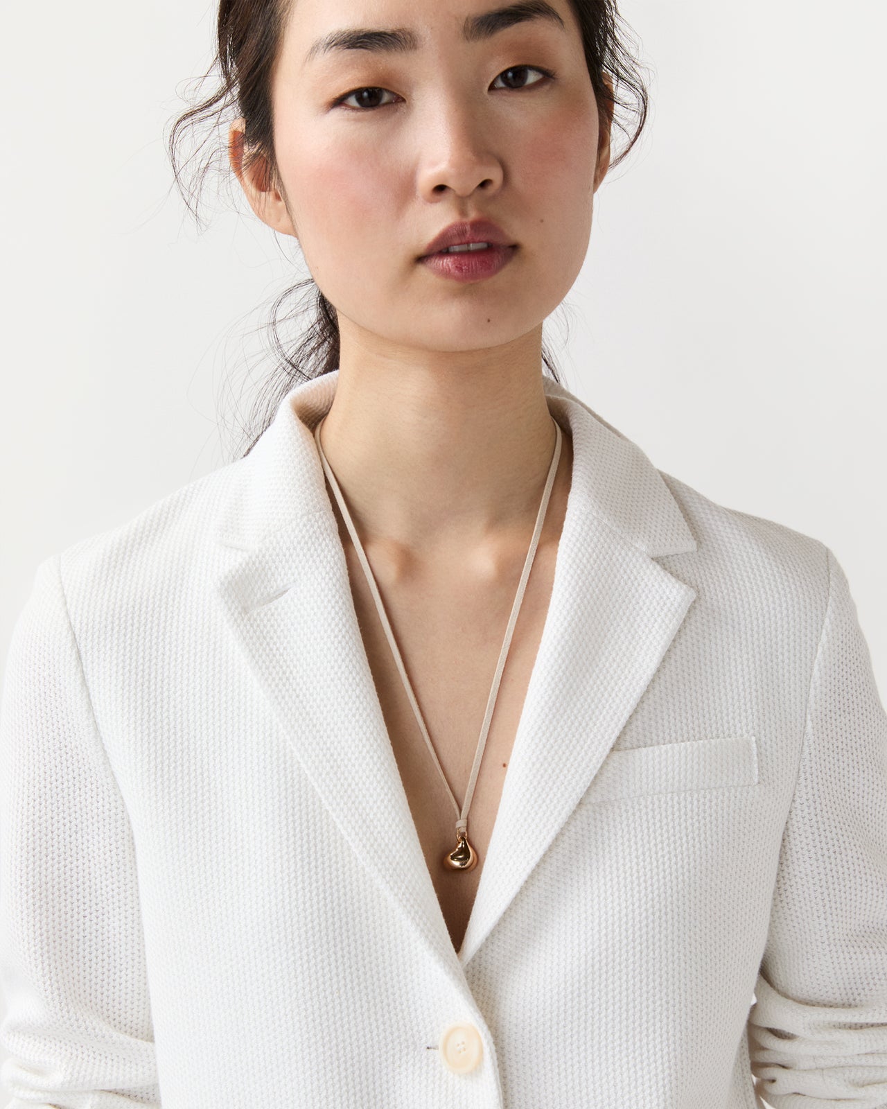 Oslo Cord Pendant Necklace in Cream/Gold