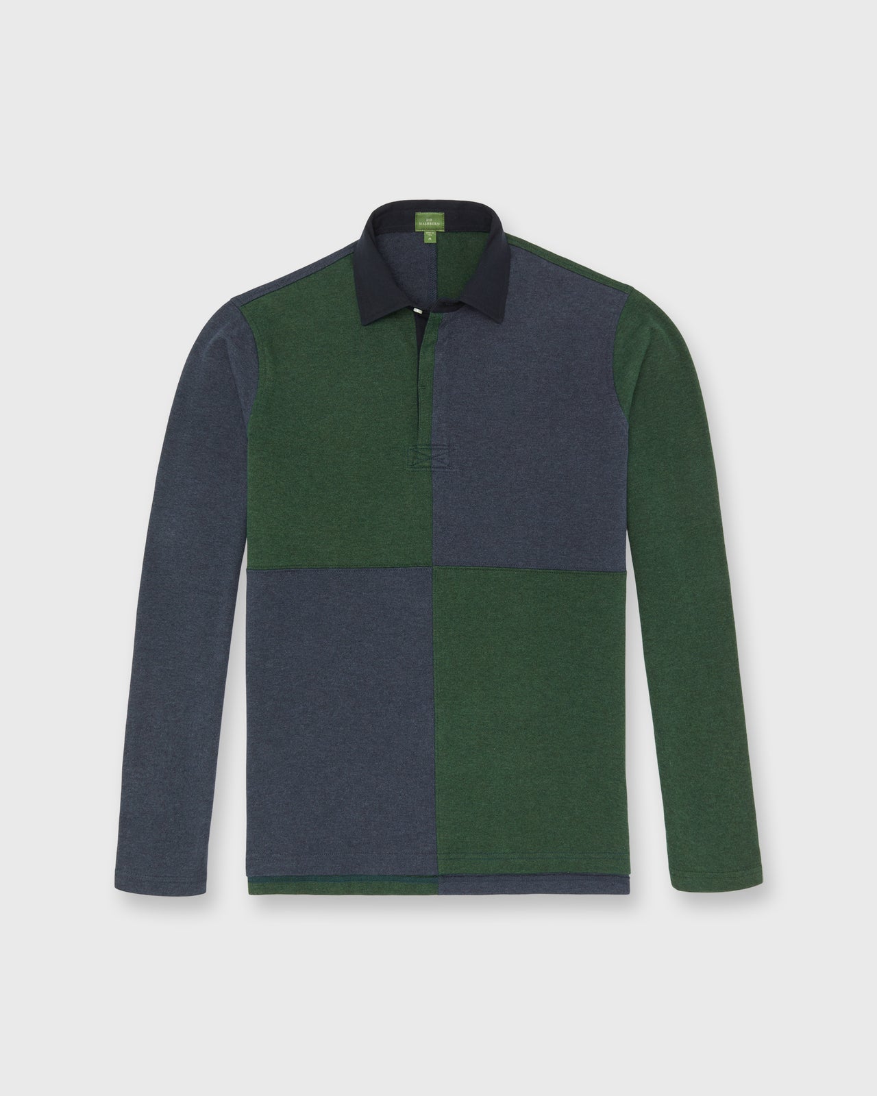 Rugby Shirt in Heather Forest/Heather Denim Pima Jersey