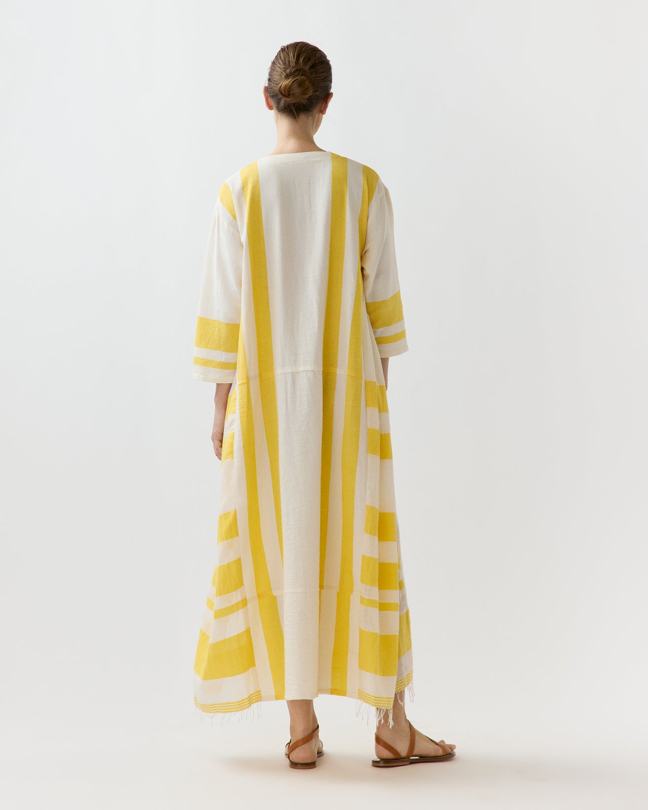 Fana V Neck Caftan in Mezimuri Yellow
