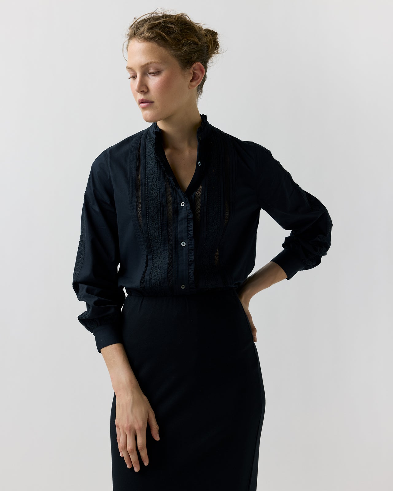 Letitia Blouse in Black Poplin