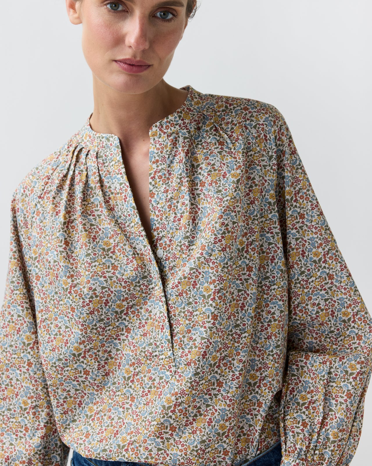 Sienna Top in Terracotta/Multi Ava Liberty Fabric