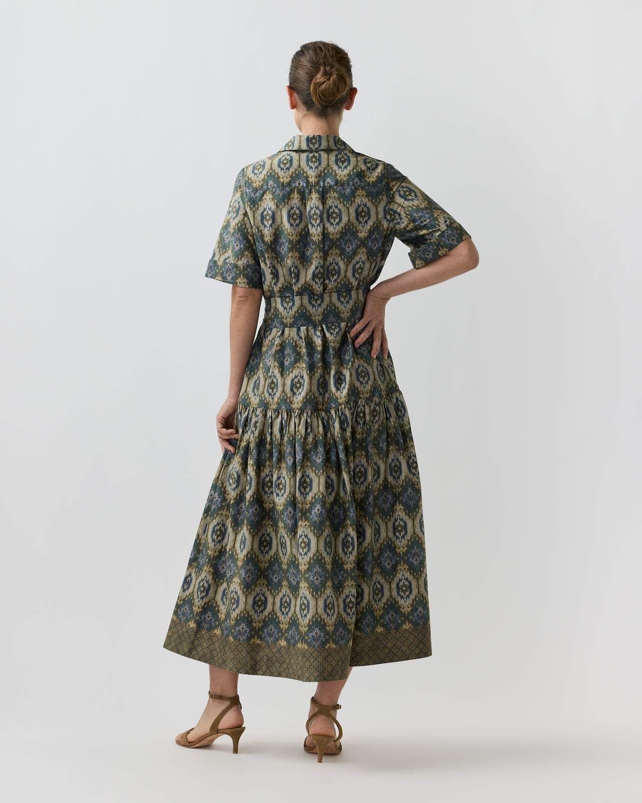 Nathalie Dress in Spruce/Tobacco/Multi Painted Tapestry Poplin