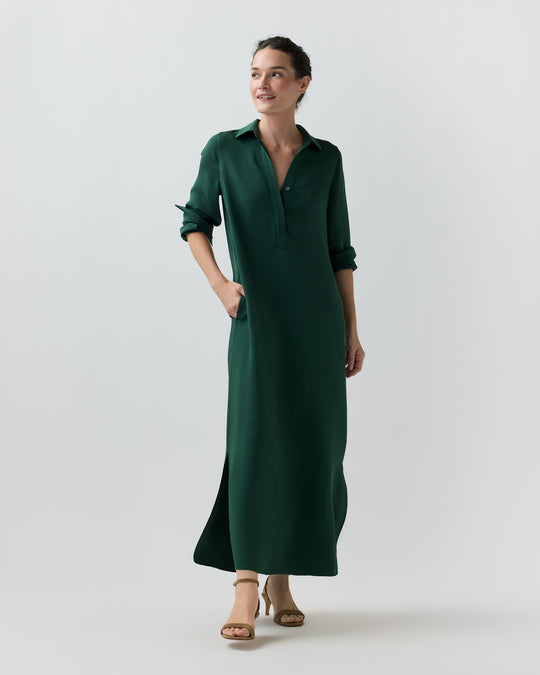 Piper Maxi Dress in Hunter Silk Crepe De Chine