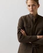 Load image into Gallery viewer, Cecile Cargo Jacket in Bark Crinkle Cotton/Wool
