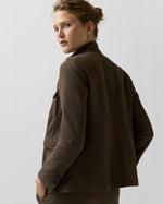 Load image into Gallery viewer, Cecile Cargo Jacket in Bark Crinkle Cotton/Wool
