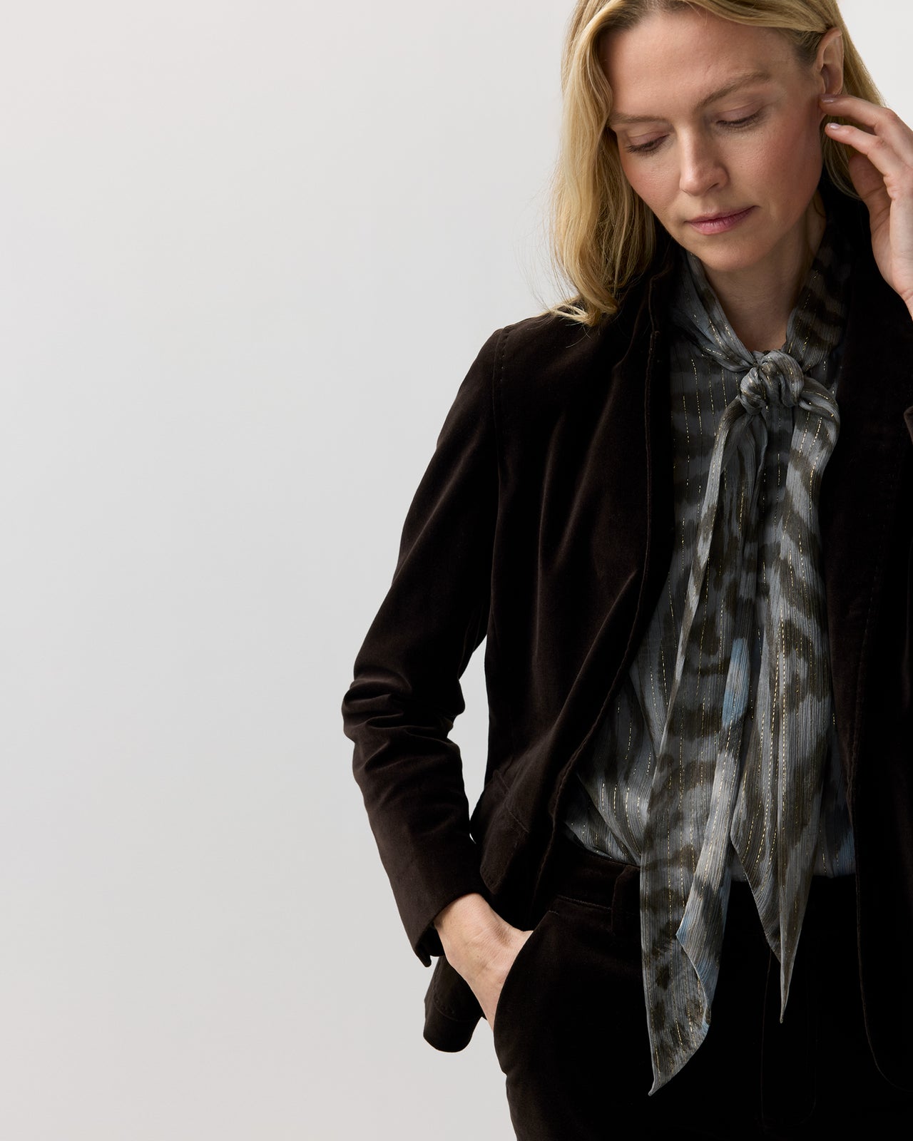 Marguerite Jacket in Chocolate Stretch Velveteen