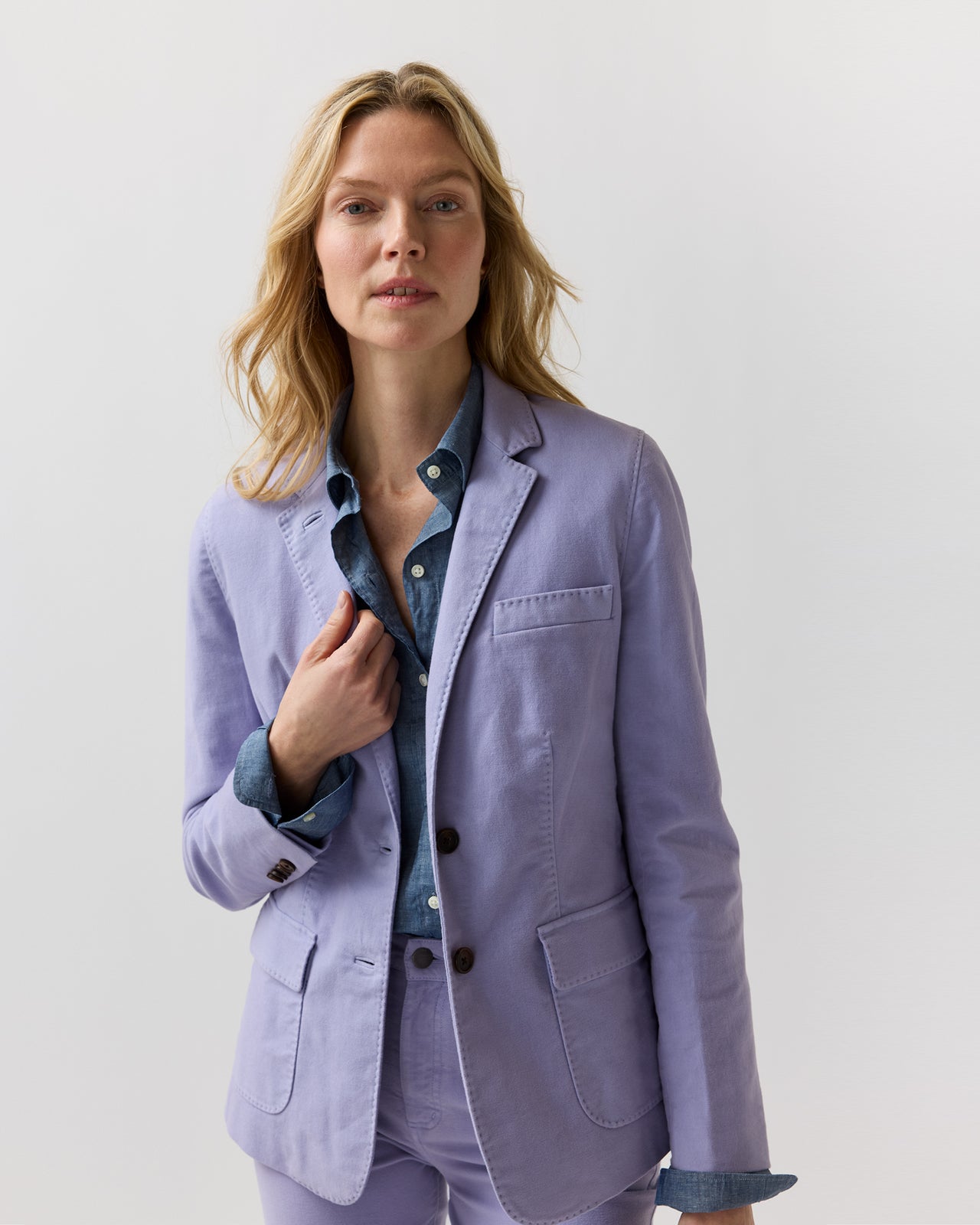 Moira Blazer in Lavender Stretch Moleskin