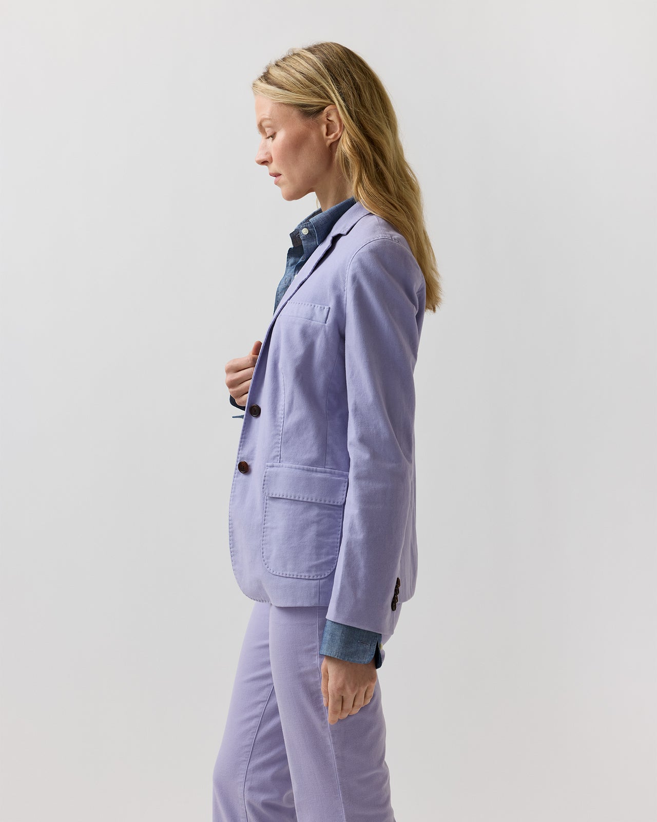 Moira Blazer in Lavender Stretch Moleskin