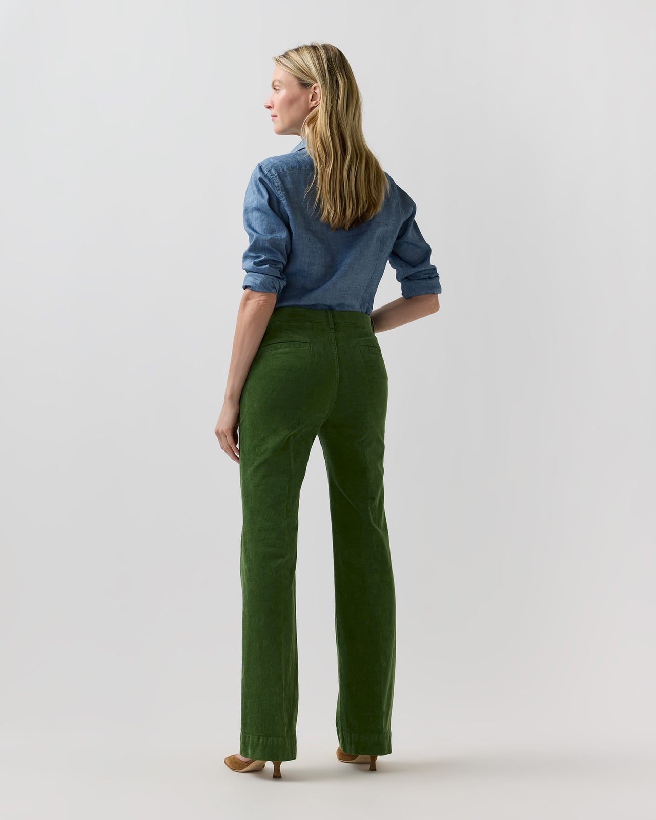 Lindy Trouser in Avocado Stretch Corduroy