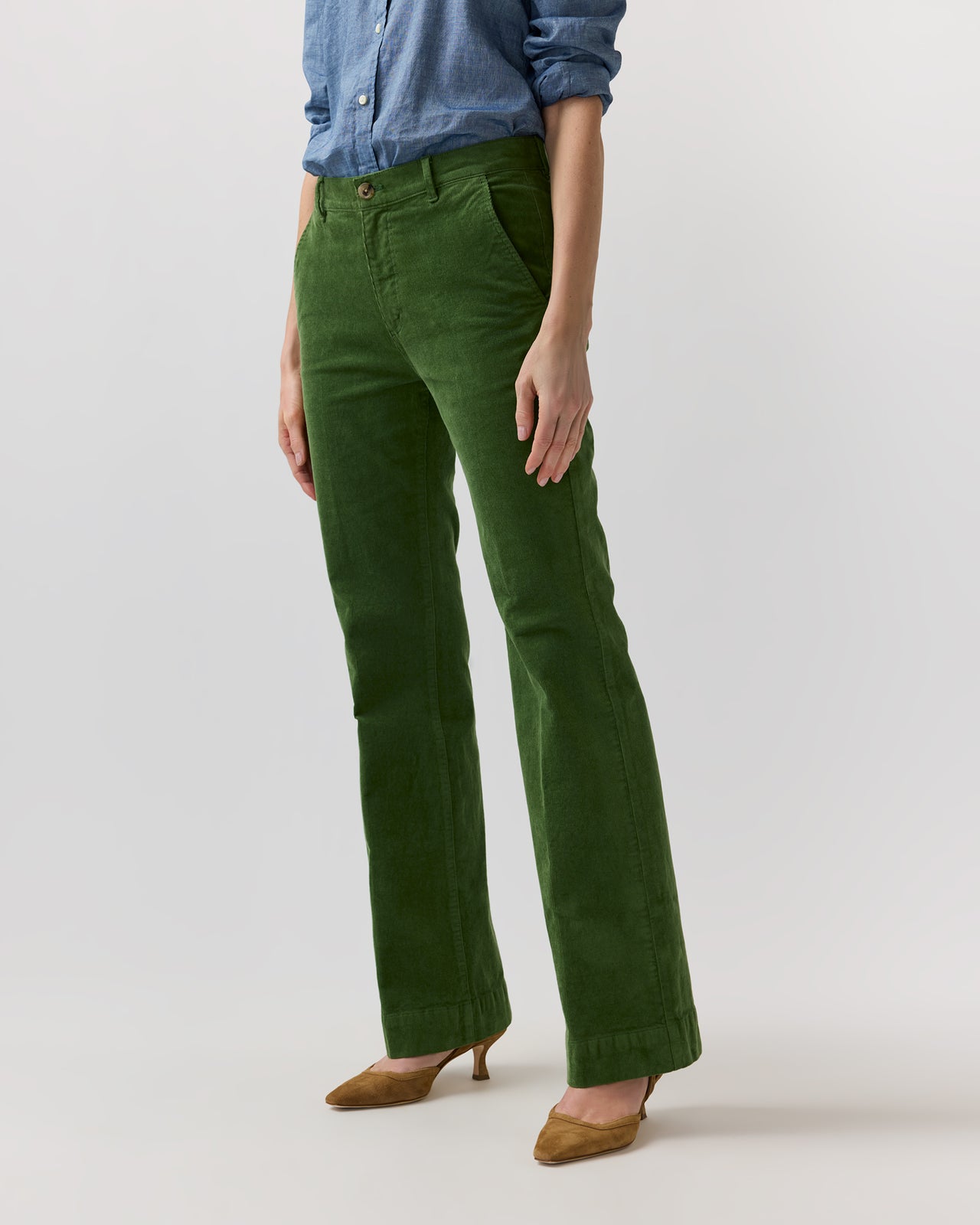 Lindy Trouser in Avocado Stretch Corduroy