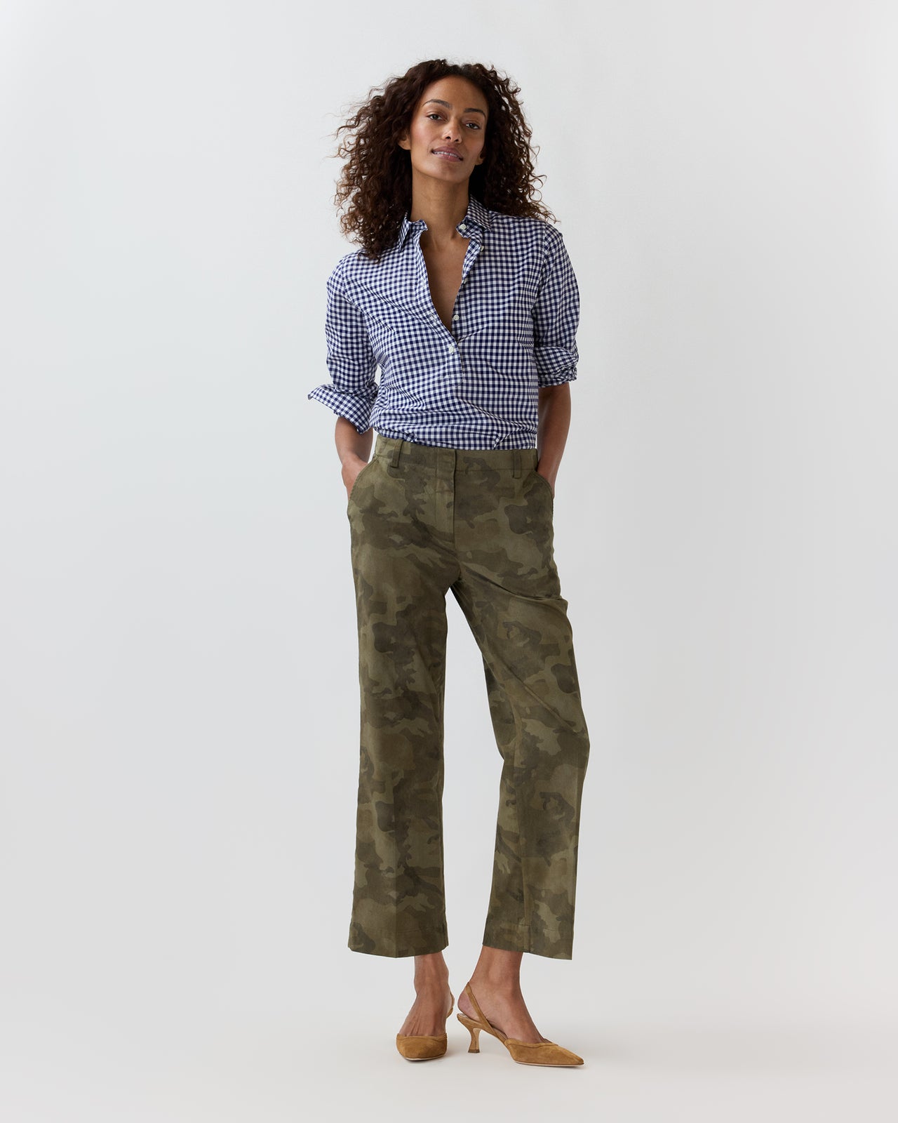 Frankie Cropped Pant in Camo Stretch Twill
