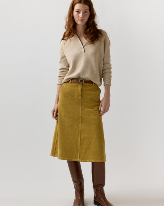 Connelly Skirt in Gold Stretch Corduroy