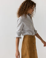 Load image into Gallery viewer, Frill Shirt in Olive/Bark Tattersall Poplin
