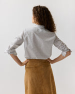 Load image into Gallery viewer, Frill Shirt in Olive/Bark Tattersall Poplin
