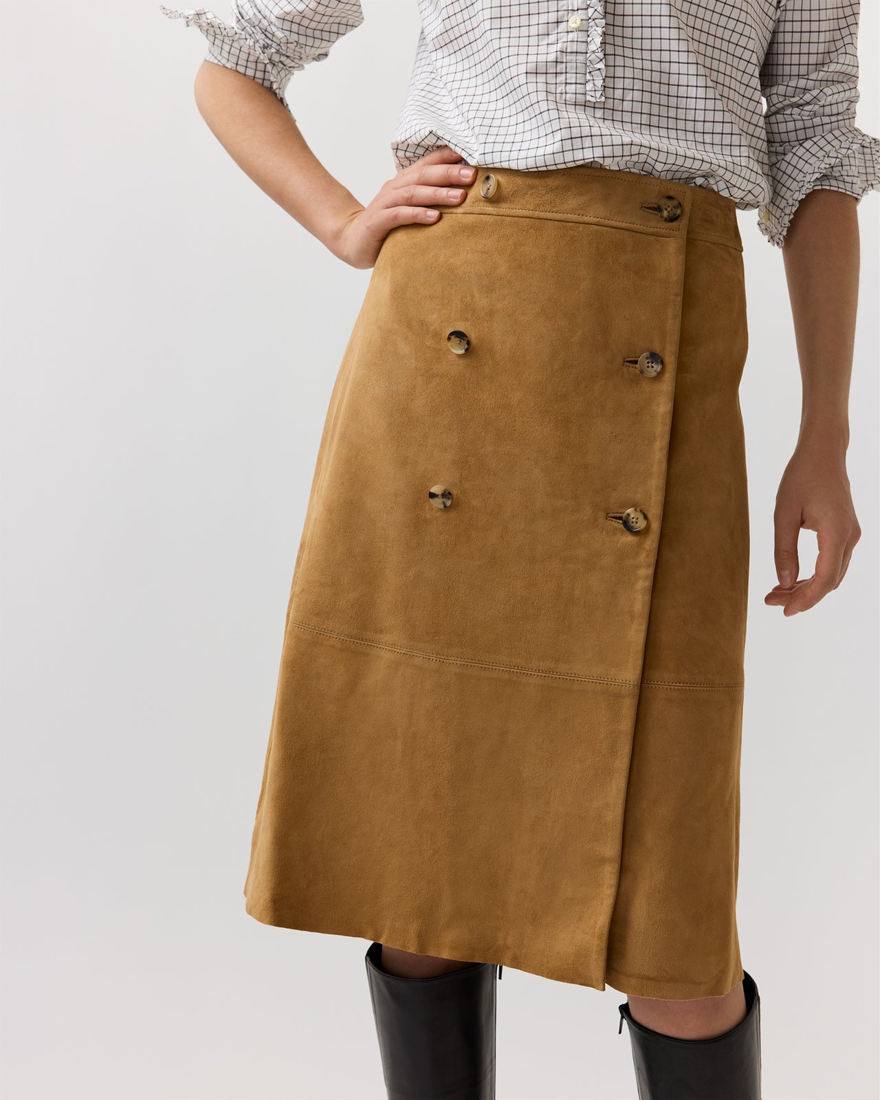 Janey Skirt in Camel Suede