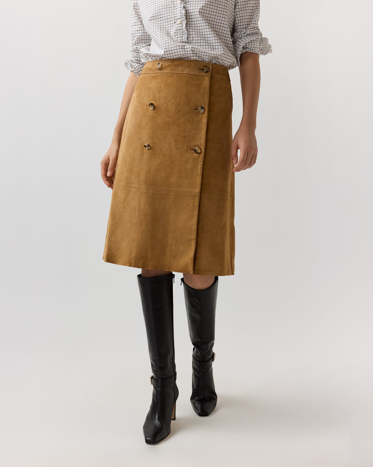 Janey Skirt in Camel Suede