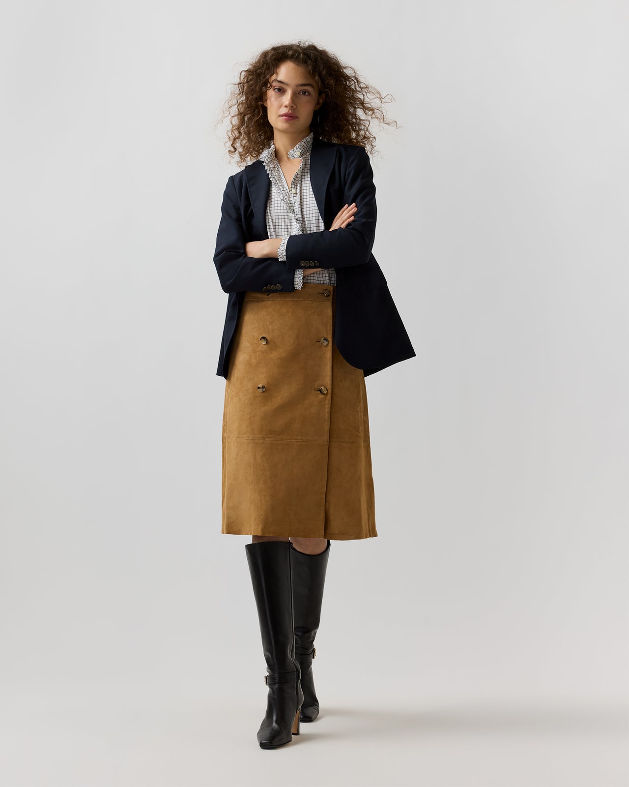 Janey Skirt in Camel Suede