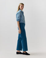 Load image into Gallery viewer, Frankie Cropped Pant in Petrol Stretch Corduroy
