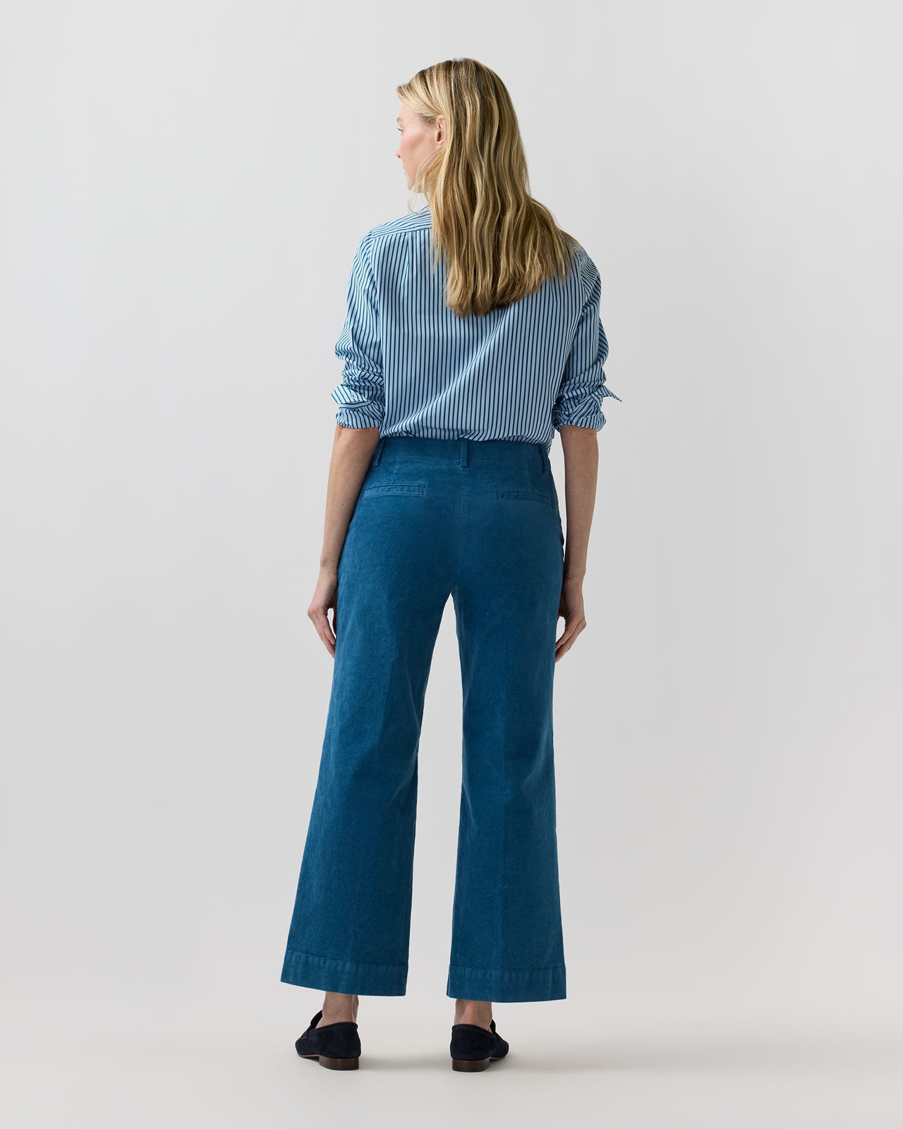 Frankie Cropped Pant in Petrol Stretch Corduroy