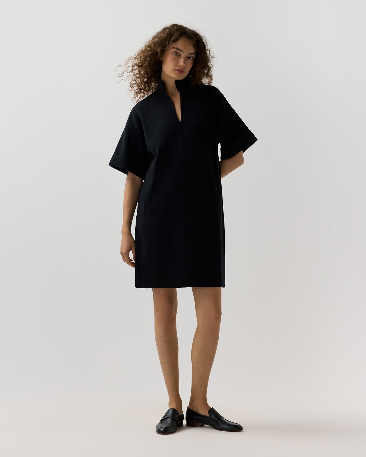 Julia Sweater Dress in Black Extra Fine Merino Wool