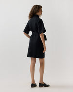 Load image into Gallery viewer, Julia Sweater Dress in Black Extra Fine Merino Wool
