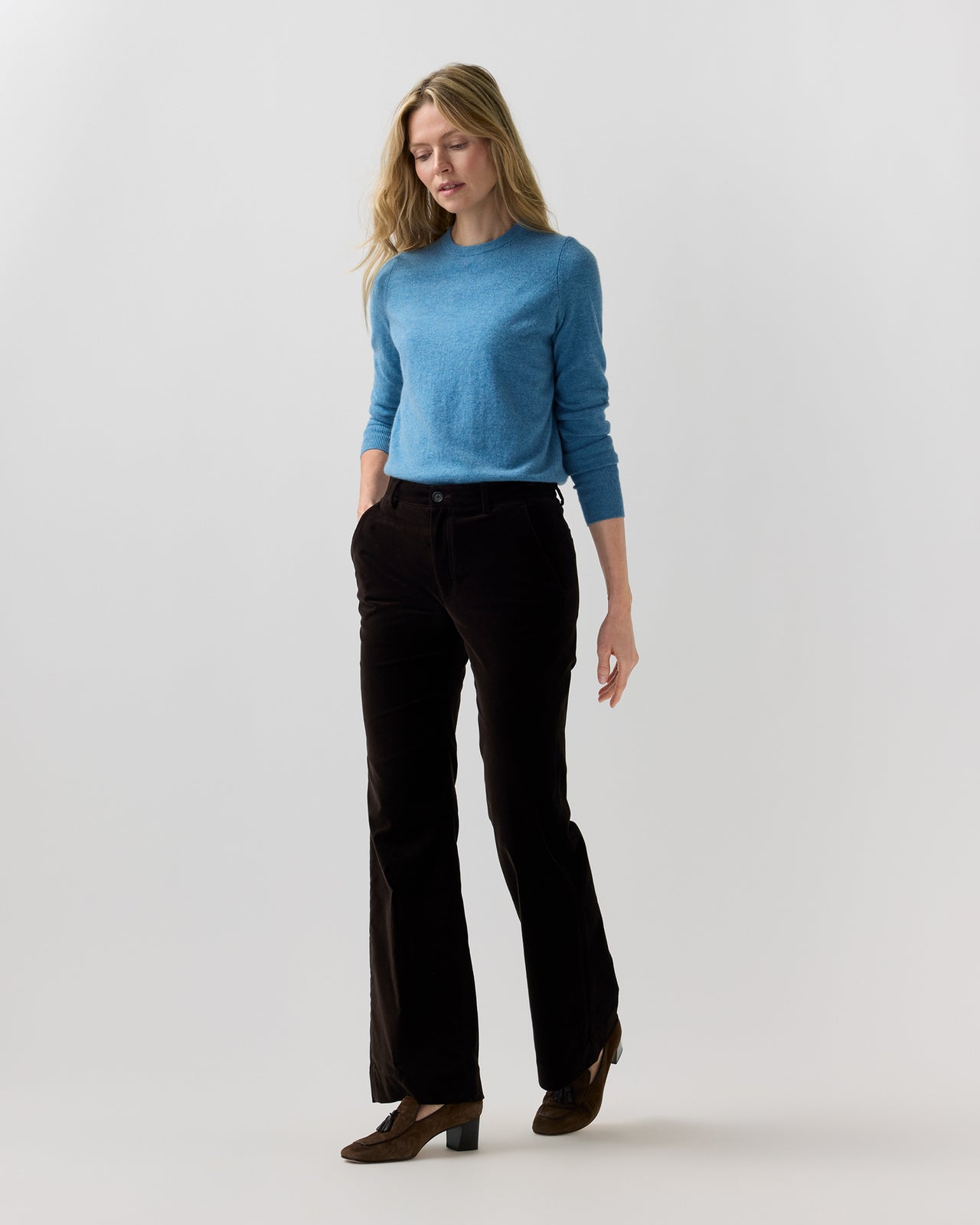Lindy Trouser in Chocolate Stretch Velveteen