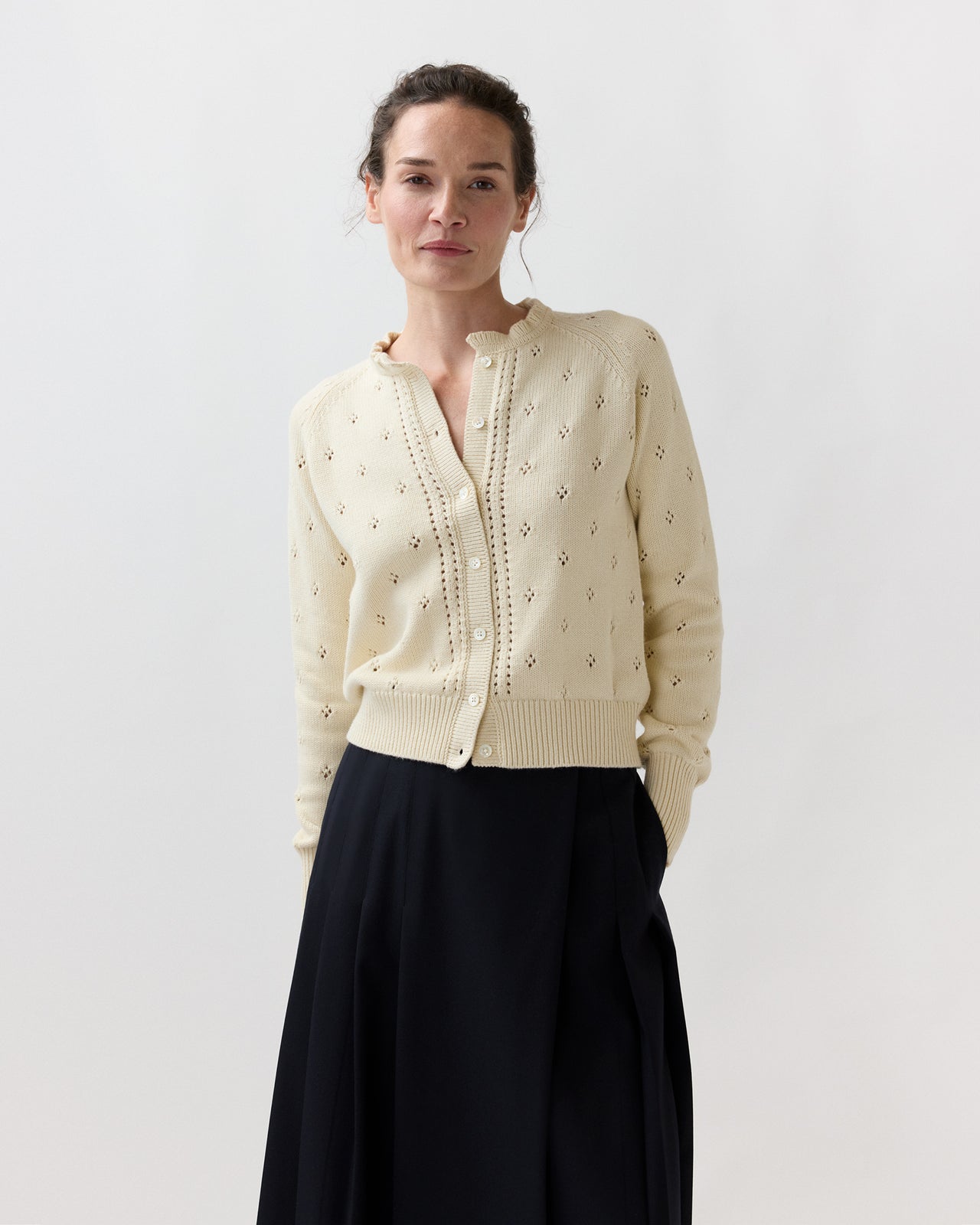 Minna Cardigan in Cream Cotton/Cashmere